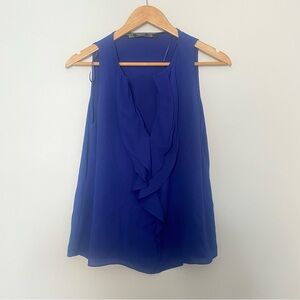 Zara Ruffled Blue Tank Top